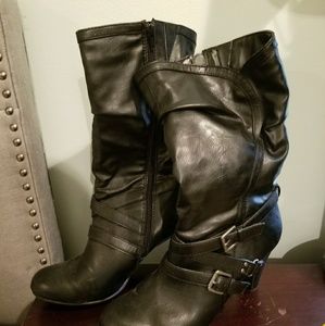 Black High-heeled Boots